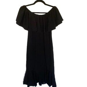 LuLaRoe Cici Mermaid Flounce Dress 2XL Off Shoulder Black Ruffle Party Wedding